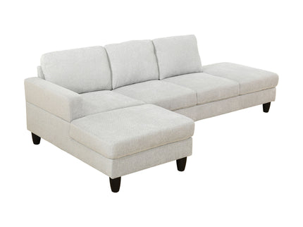 2 Piece L - Shaped Left Chaise Sectional Sofa With Ottoman, Living Room Furniture - White / Gray