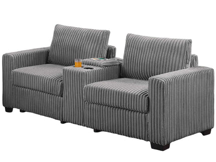 Modern Style 2 Piece Sofa Set With Cup Holders & Charging Port