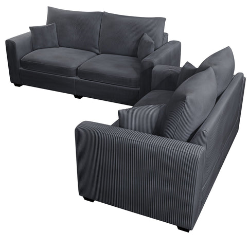 2 Piece Contemporary Style Sofa Set With Matching Pillows