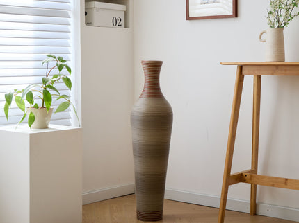 Tall Vase - Brown Decorative Floor Vase, Classic Neat Floor Vase Tall Freestanding Flower Holder, Artificial Rattan Vase, Floor Vase, Flower Holder For Home Decor - Gray