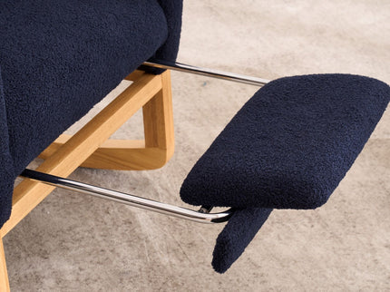 Ly-5104 - Accent Rocking Chair With Footrest & Storage Pocket For Living Room - Blue
