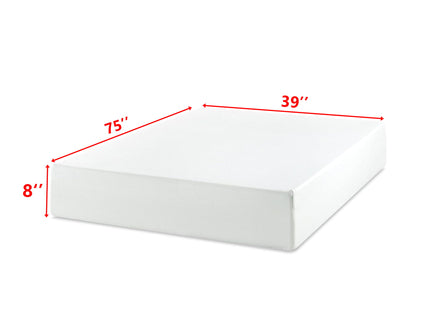 8" Twin Green Tea Memory Foam Mattress In Box - White