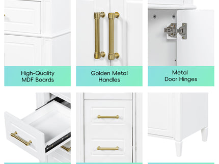 Bathroom Vanity With Sink, 4 Drawers, 2 Doors