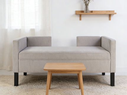 Upholstered Ottoman With 2 Bolster Pillows For Living Room - Gray