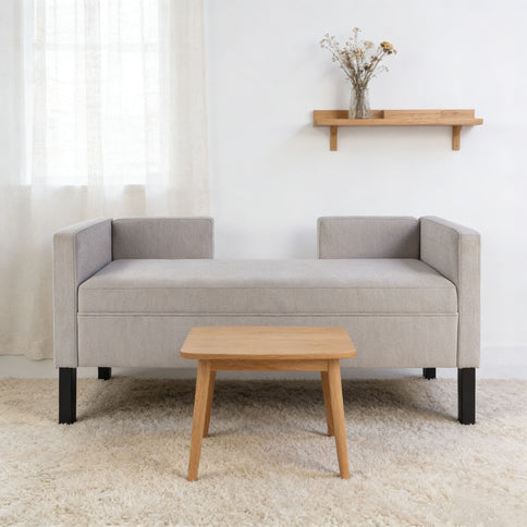 Upholstered Ottoman With 2 Bolster Pillows For Living Room - Gray