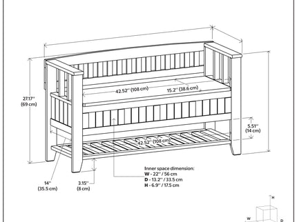 Acadian - Entryway Storage Bench With Shelf - Brown