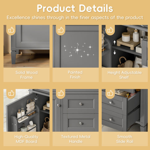 Bathroom Vanity With Top Sink, 2 Drawers, Tip Out Drawer