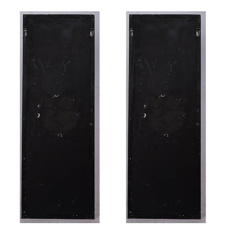 Large Wooden Wall Art Panels With Distressed Round Mirror Accents (Set of 2) - White