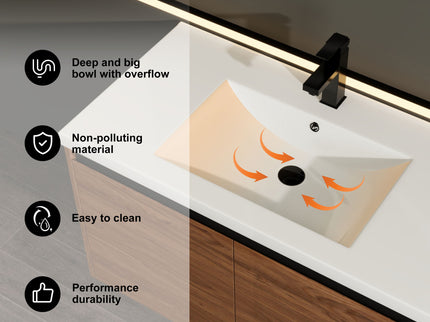 Bathroom Vanity Set With Resin Countertop Sink And 2 Doors, Engineered Wood