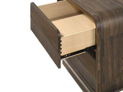 Flair Rounded Edges Nightstand, 2 Drawer Storage - Brown