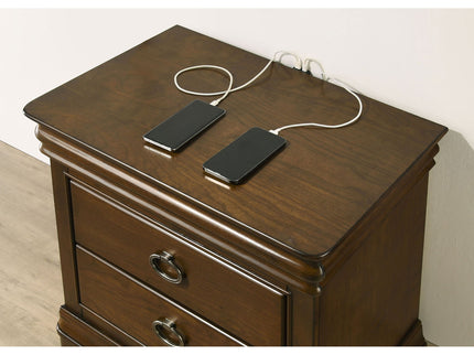 Leonide - 2 Drawer Nightstand With USB Charging And Hidden Storage - Cherry