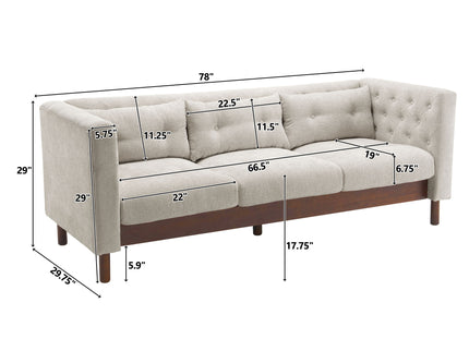 Upholstered Sofa Modern 3 Seater Sofa Couch With Tufted Design For Living Room