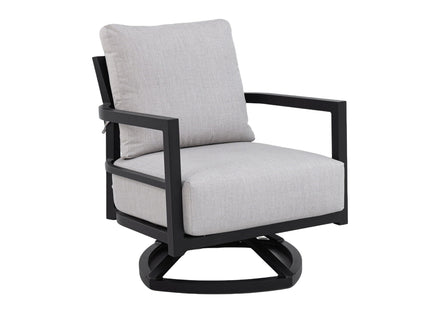 Outdoor Swivel Lounge Chair With Sunbrella Cushion, Weather Resistant - Ember Black