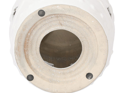 Elegant Glazed Ceramic Drum Stool Indoor / Outdoor Side Table Accent Garden Stool - White