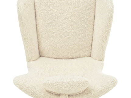 Rocking Chair Nursery, Teddy Upholstered Rocker Glider Chair With High Backrest, Adjustable Headrest & Pocket, Comfy Glider Chair For Nursery, Bedroom, Living Room, Offices, Rubber Wood