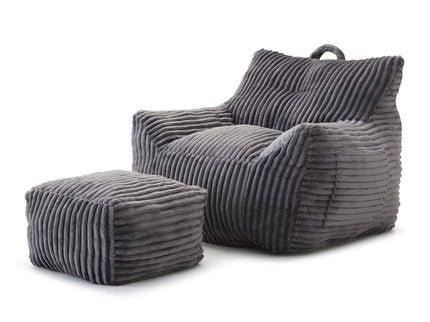 Giant Bean Bag Chair With Armrests And Footstool