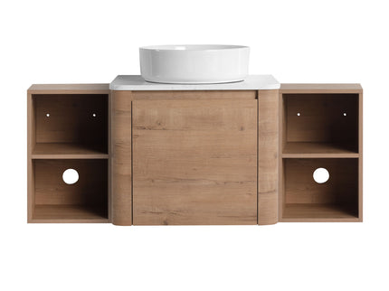 Wall Mounted Bathroom Vanity With Art Sink, 2 Storage Shelves, Soft Close Door