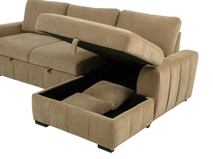 Logan - Sleeper Sectional Sofa With Right Arm Chaise - Camel