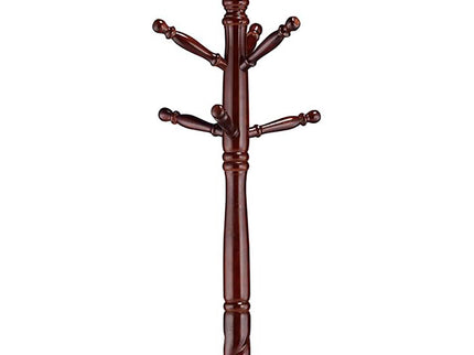 Coat Rack With Post Traditional Entryway Organizer With 6 Hooks - Brown