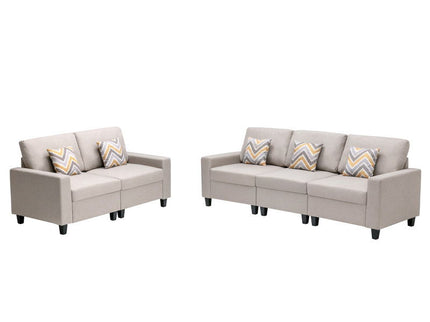 Nolan - Fabric Sofa And Loveseat Living Room With Pillows And Interchangeable Legs