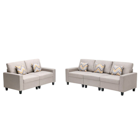Nolan - Fabric Sofa And Loveseat Living Room With Pillows And Interchangeable Legs