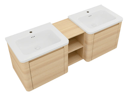 Wall Mounted Bathroom Vanity With Sink And Storage Shelves, Soft Close Doors