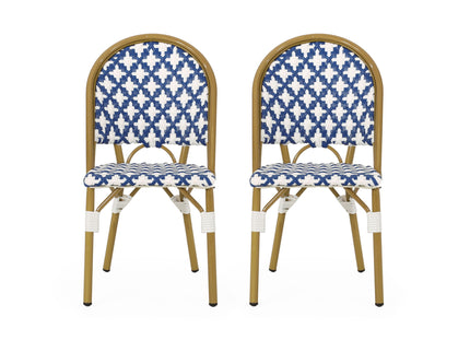 Chic French Bistro Chair With Durable Rattan And Aluminum Frame