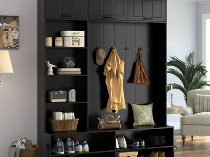 Farmhouse Hall Tree & Bench And Shoe Storage