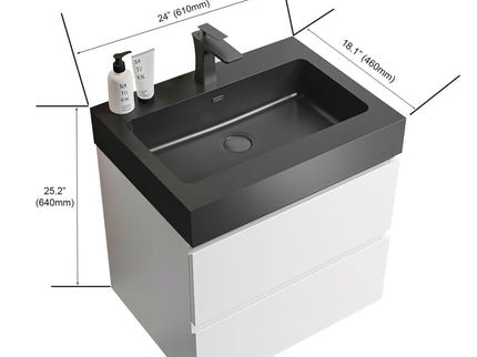 Alice - Bathroom Vanity With Large Storage, Sink Wall Mounted Floating Bathroom Vanity For Modern Bathroom, One-Piece Sink Basin Without Drain And Faucet