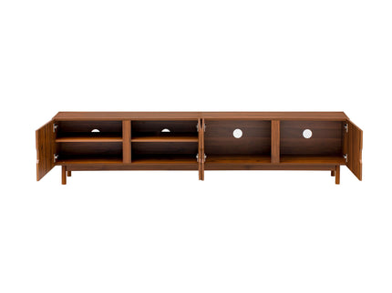 TV Stand With Legs, Media Console, 4 Cabinets For Living Room - Natural Wood