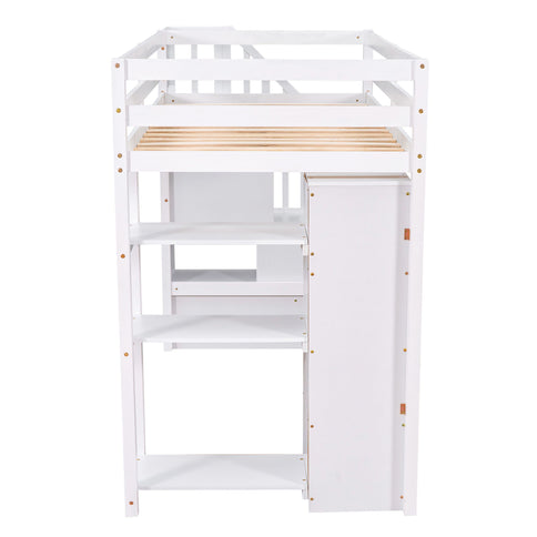 Loft Bed With Storage Drawers And Stairs With Shelves