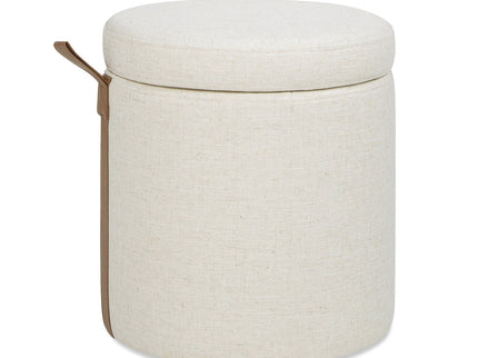 Brandy - Round Upholstered Storage Ottoman With Accent