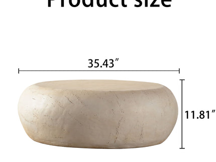 Round Coffee Table With Smooth Texture For Living Room - Light Beige
