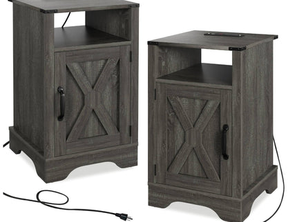 Farmhouse Nightstand, Charging Station & Storage
