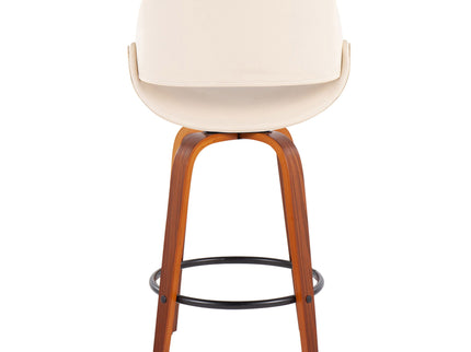 Fabrico - Mid Century Modern Fixed Height Counter Stool And Round Footrest (Set of 2)