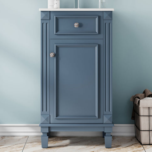 Bathroom Vanity With Sink, Soft-Closing Door, Adjustable Shelf