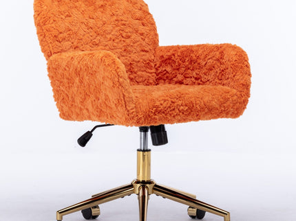 Office Chair, Artificial Rabbit Hair Home Office Chair With Metal Base, Adjustable Desk Chair Swivel Office Chair, Vanity Chair