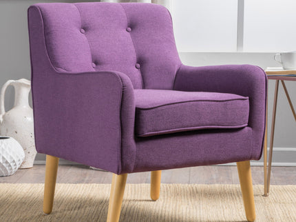 Modern Arm Chair With Tufted Back And Wooden Legs