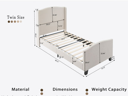 Platform Bed Frame With Tall Headboard And High Footboard
