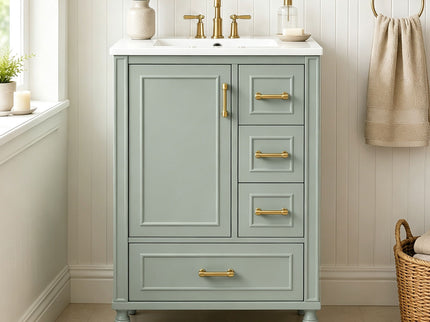 Modern Bathroom Vanity With Sink, Soft Close Doors, 3 Drawers