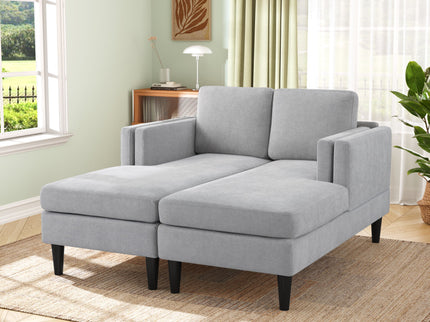 Chaise Lounge Sofa Bed With Dual Layer Armrests For Living Room