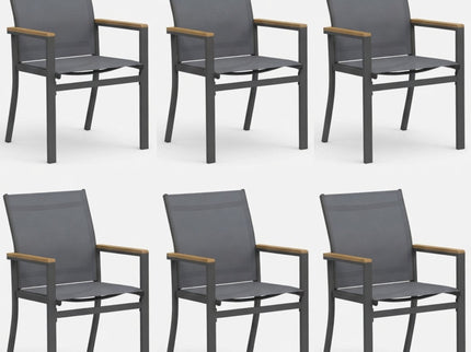 Outdoor Patio Chairs, Ergonomic (Set of 6) - Gray