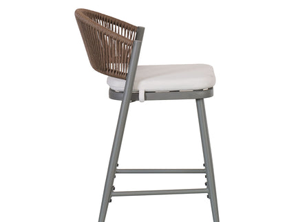 Outdoor 26" Counter Height Metal Frame Counter Stools With Scallop Shaped Backrest & Water Resistant Cushions
