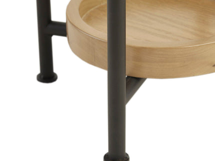 Oval End Table - White / Natural