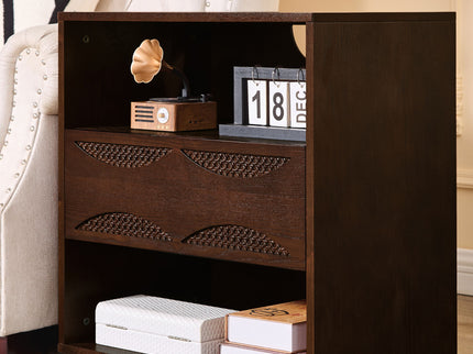 Nightstand With USB Ports & Outlet Hole, End Table With Drawer