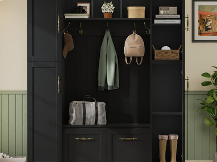 Hall Tree With 4 Side Cabinets