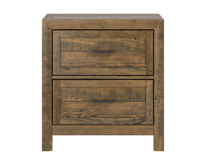 Rustic 2 Drawer Nightstand - Brown - Wood