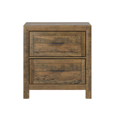 Rustic 2 Drawer Nightstand - Brown - Wood
