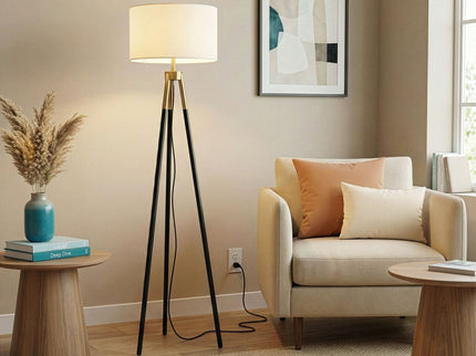 Sway - Floor Lamp With On / Off Switch Triple Legs Shade - Black / Gold / White