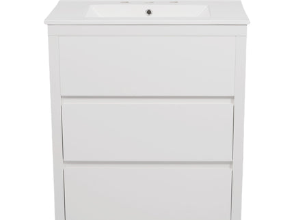 Freestanding Bathroom Vanity With Ceramic Sink, 2 Full Extension Drawers